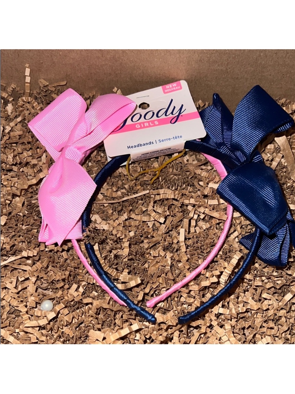 Goody Girls Bow Headbands - Pink & Navy FINAL PRICE DROP